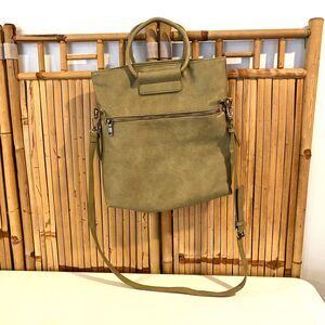 Sasha + Sofi Olive Green Tote Crossbody Bag Vegan Leather Large Purse